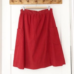 Vintage Red Corduroy A-line LL Bean Skirt